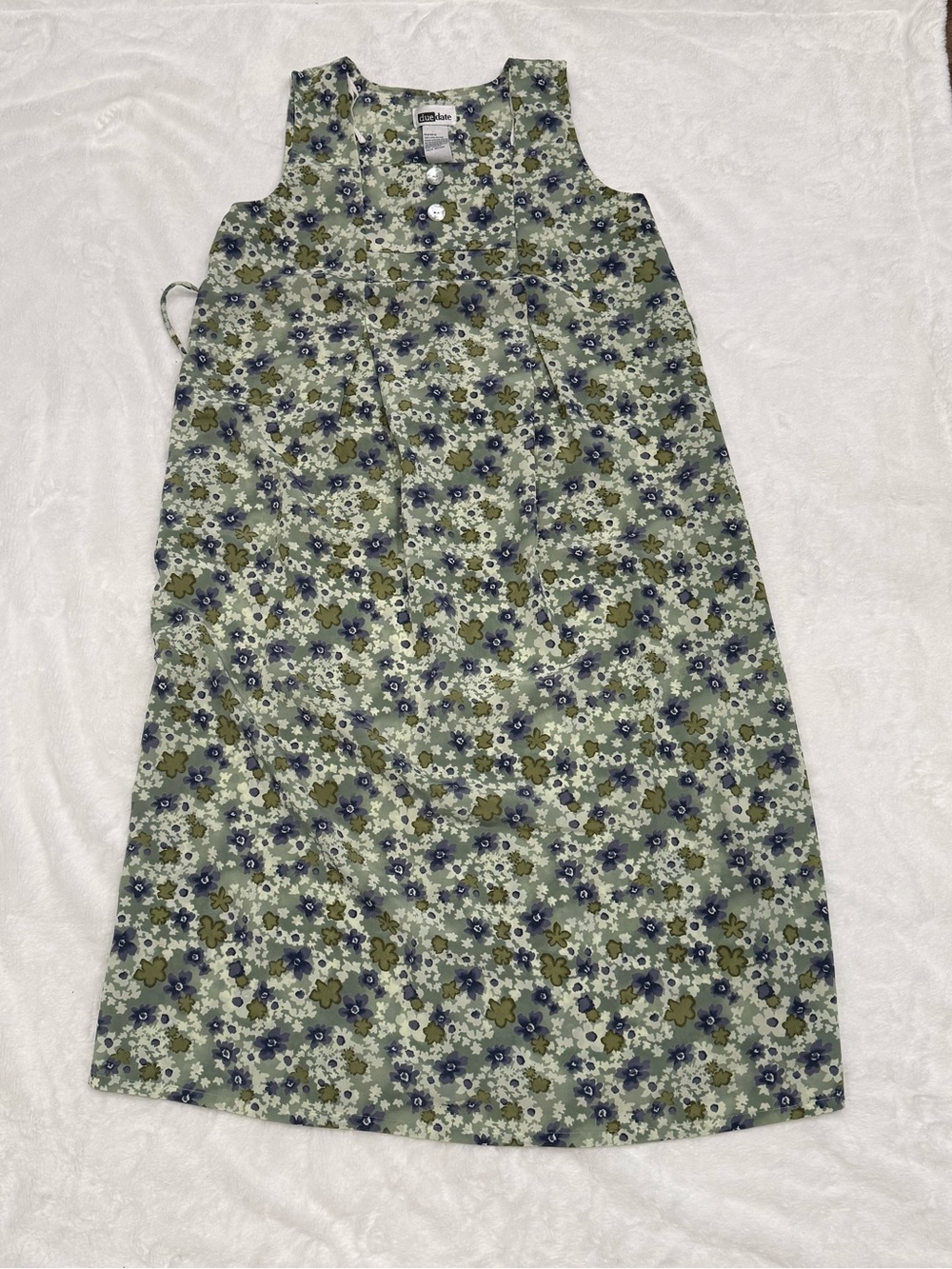 Sleeveless Midi Dress in Olive Floral Print